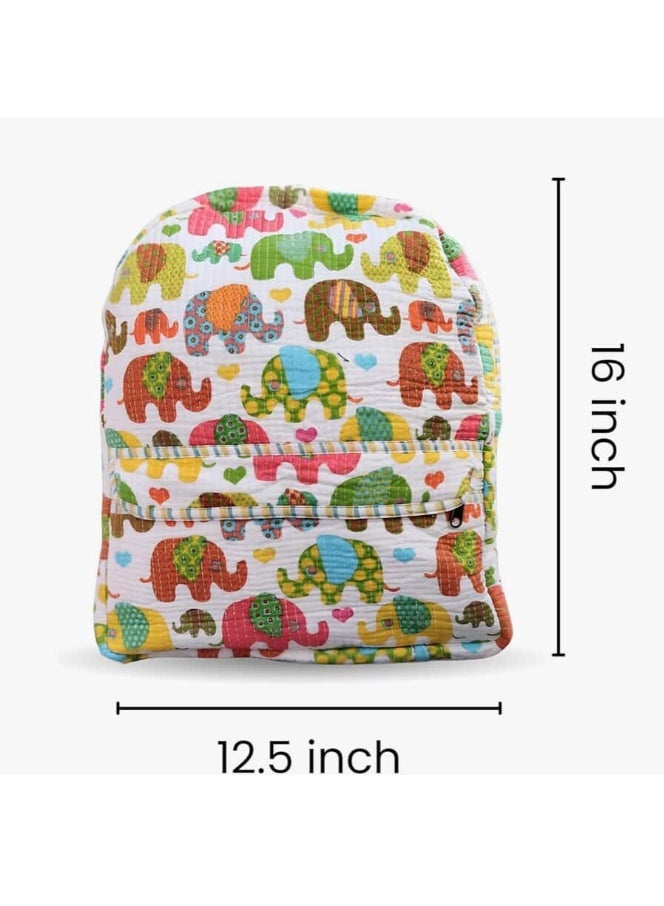 LITTLE CHIKU Handcrafted Soft Quilted Cotton Toddler Backpack Floral Print Design - Image 5